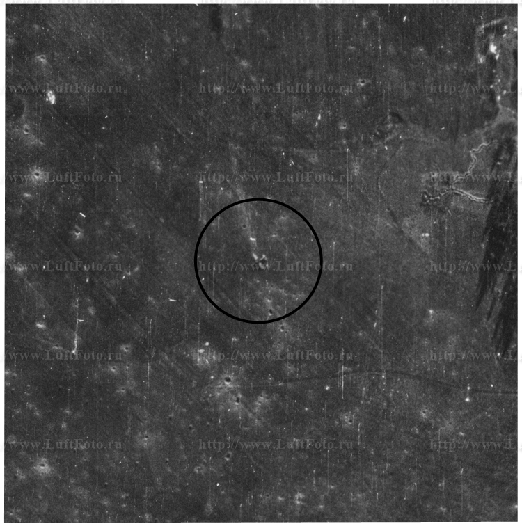 Место крушения FW-190, немецкая аэрофотосъемка, масштаб ~1:10000-1:8000